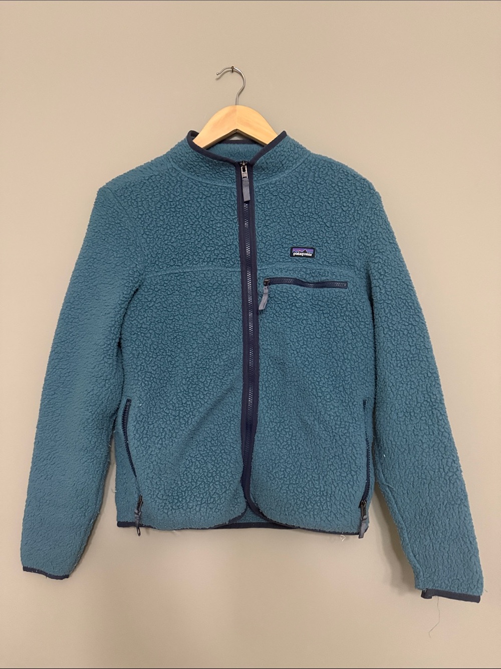 Patagonia Kids Teal Sherpa Fleece Jacket - Full Zip